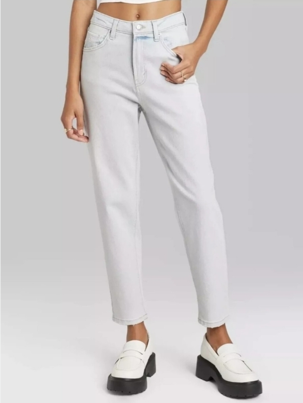 Wild Fable | Light Wash Super High Rise Tapered Leg Jeans Size 16